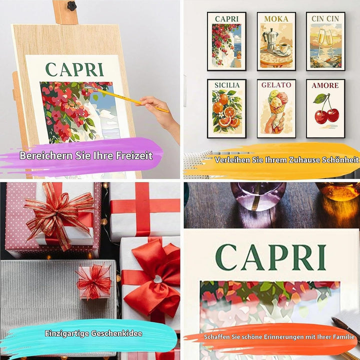JATOK 6 Stück Malen Nach Zahlen Erwachsene, DIY Sommernachmittag für Anfänger, Handgemalt Ölgemälde