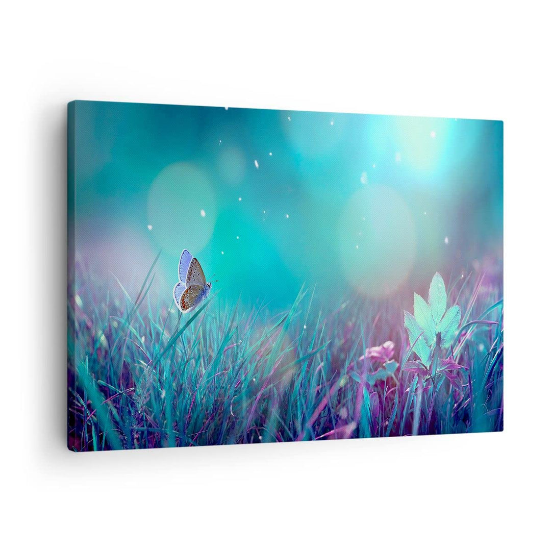 Bilder auf Leinwand Schmetterling Wiese Blume Leinwandbild 70x50cm Wandbilder Dekoration Wohnzimmer