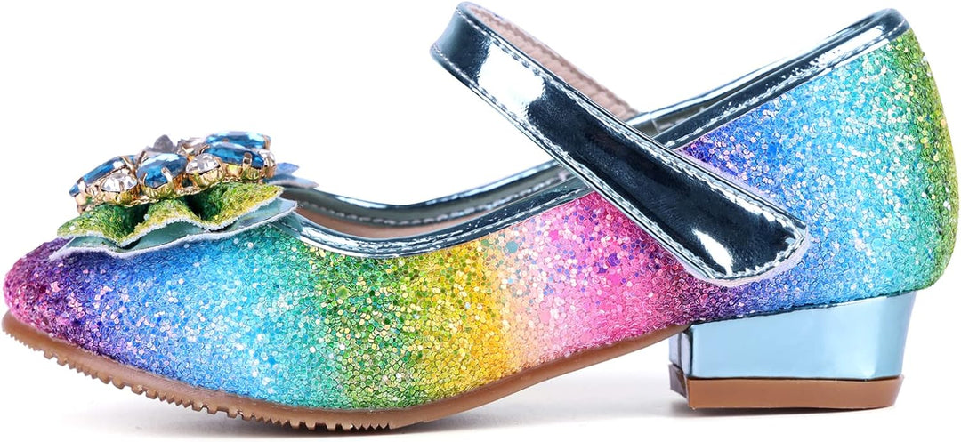 Prinzessin Schuhe Mädchen High Heels Sandalen Mädchen Pailletten Party Pumps Kinder 25 EU Blau 5, 25