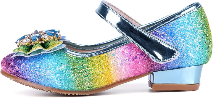 Prinzessin Schuhe Mädchen High Heels Sandalen Mädchen Pailletten Party Pumps Kinder 25 EU Blau 5, 25
