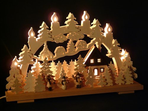 Original Erzgebirgischer Marken Schwibbogen Lichterbogen 50 X 31 cm S50-2_159