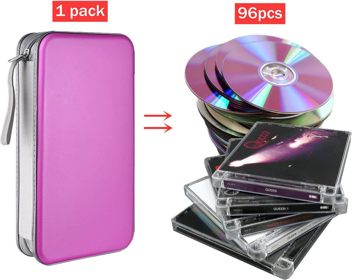 LIOVODE DVD-Tasche,96 Kapazität CD-Hülle Halter Lagerung Veranstalter Hartplastik Schutz Disc-Geldbö
