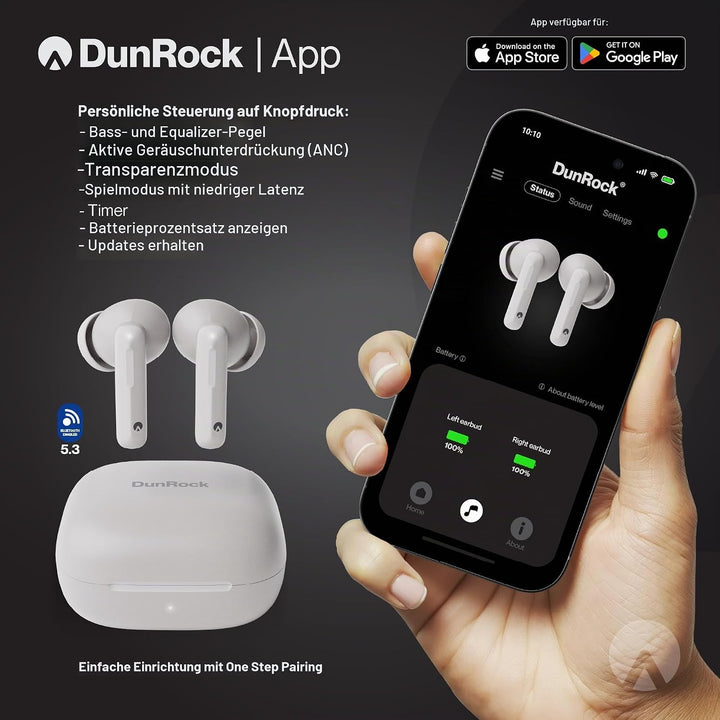 Bubble In-Ear Bluetooth 5.3 Kopfhörer – Kabellose Ohrhörer mit ANC, Transparenzmodus, App-Steuerung,