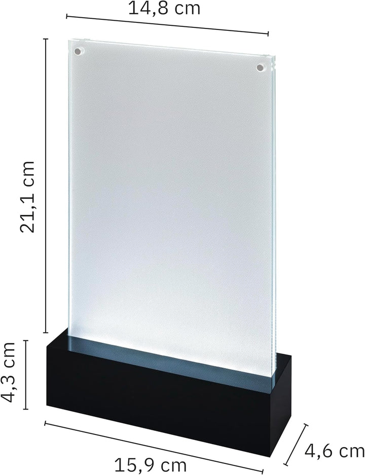 SIGEL TA422 Beleuchtbarer LED-Tischaufsteller für DIN A5, glasklar/schwarz, Acryl, DIN A5