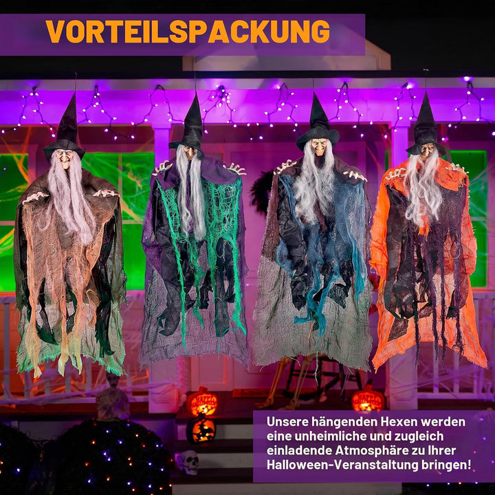 Halloween-Hexe zum Aufhängen, 49,8 cm, mehrfarbig, böse Hexe zur Dekoration an Halloween, Requisite,