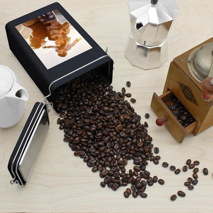 Personalisierte Kaffeedose mit Foto bedrucken lassen - Vorratsdose für Kaffee mit eigenem Motiv gest