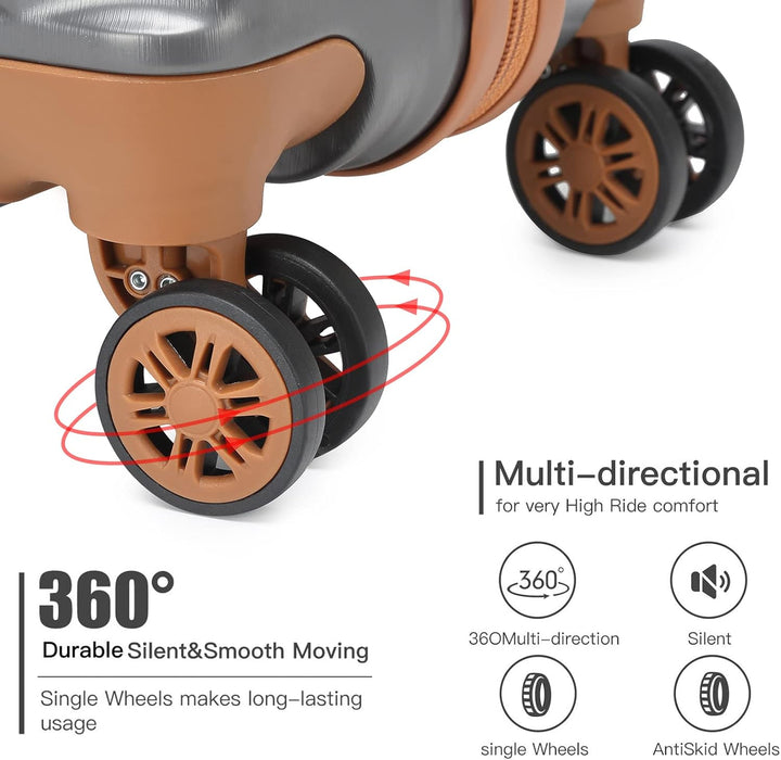 KONO Handgepäck Koffer Trolley Handgepäck 54cm Zwillingsrollen ABS Hartschalenkoffer Reisekoffer mit