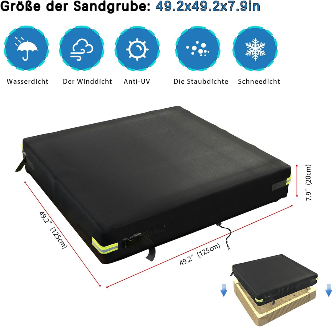 Sandkasten Abdeckung 600D Oxford-Stoff PVC-Beschichtung Wasserdicht Regenfest Anti UV Sandkastenabde