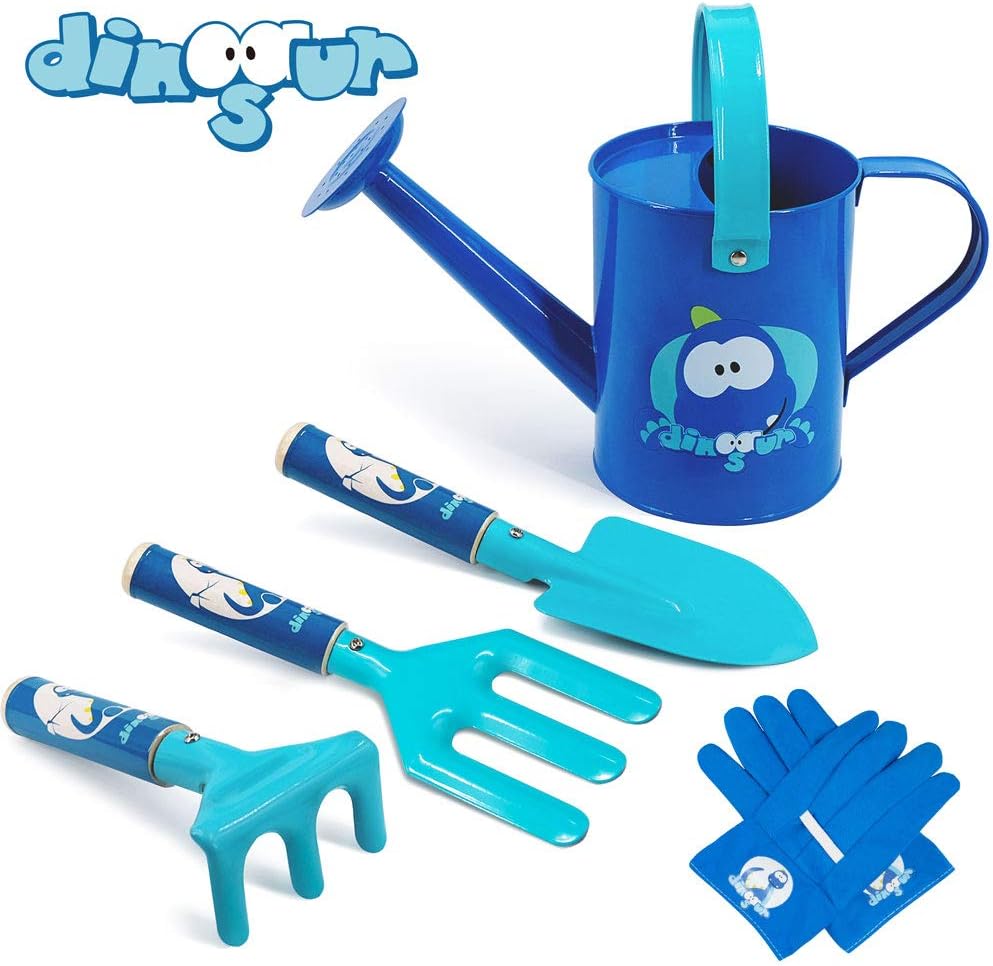 Colwelt Kinder-Garten-Set, 5-teilig, niedliche Metall-Gartengeräte für Kinder, inklusive Metall-Gies