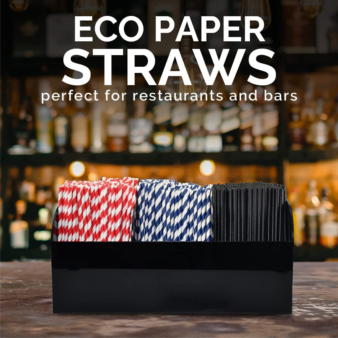 Einweg-Papiertrinkhalme Bulk 1000 Stück, Blau/Weiss gestreift, 19,7x0,6cm - Biologisch abbaubar und