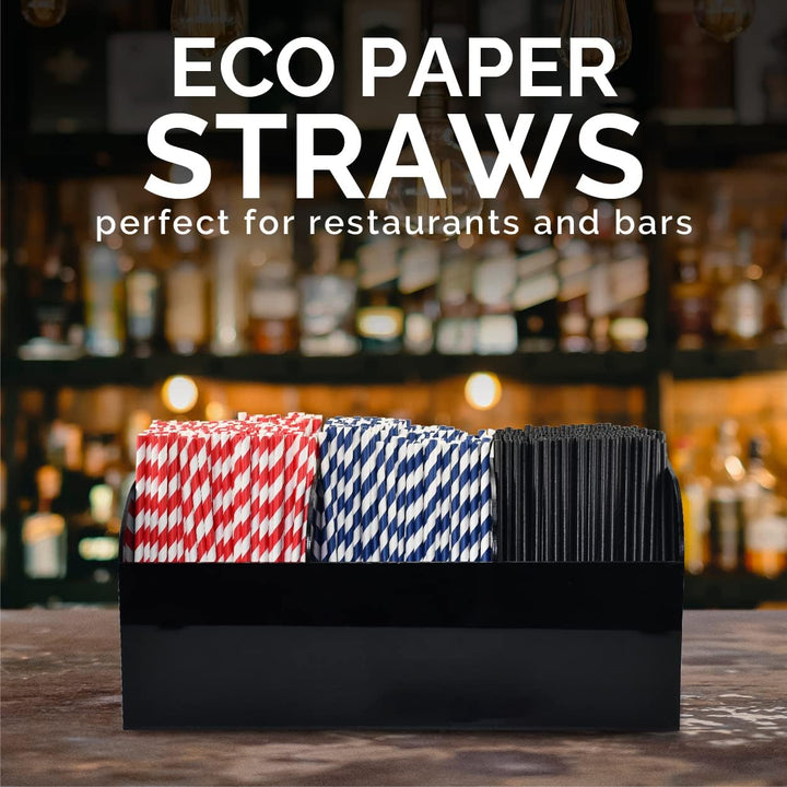 Einweg-Papiertrinkhalme Bulk 1000 Stück, Blau/Weiss gestreift, 19,7x0,6cm - Biologisch abbaubar und