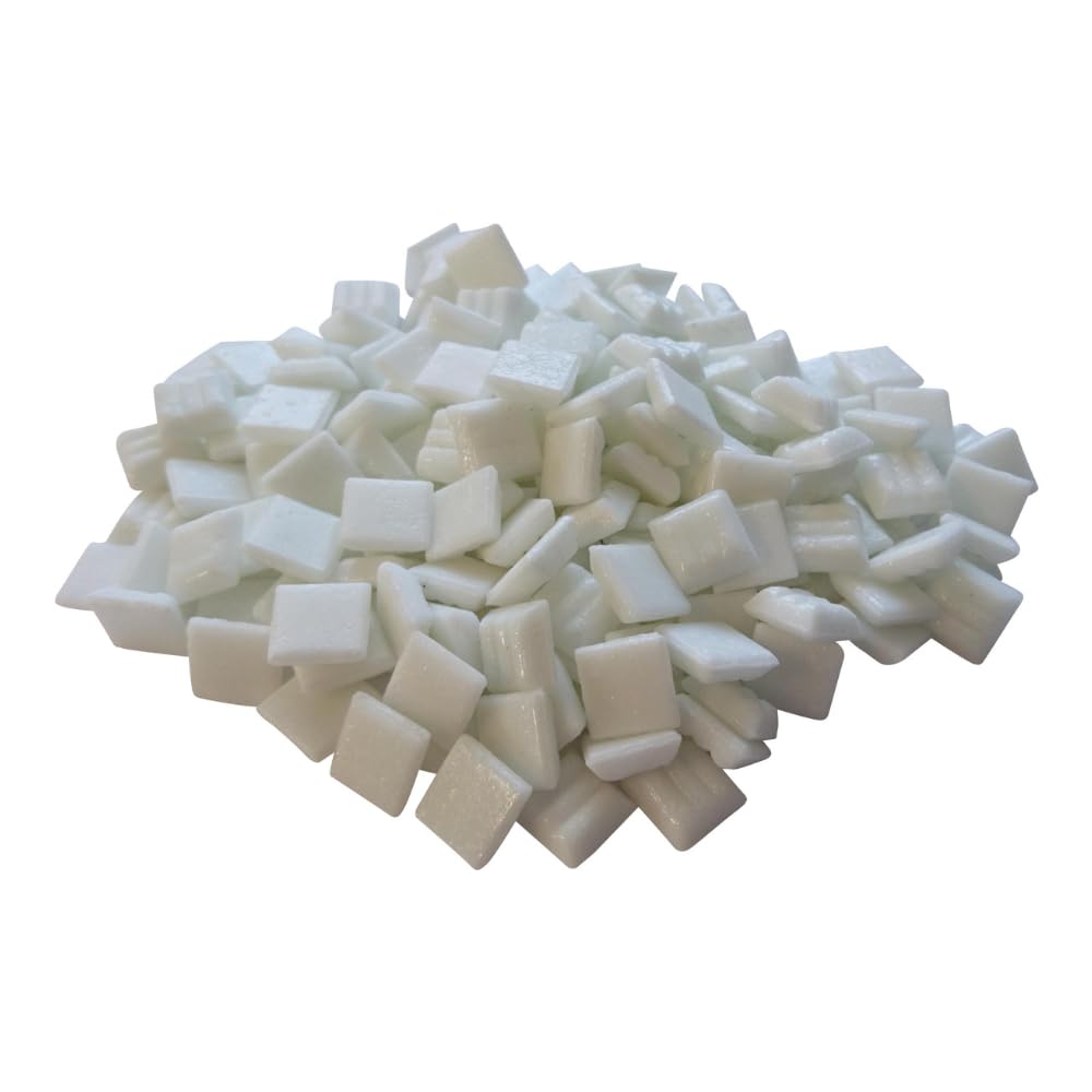 Glasmosaik 900g – Glassteine zum Basteln & DIY in Weiss – Bastelset mit Mosaiksteinen für Erwachsene