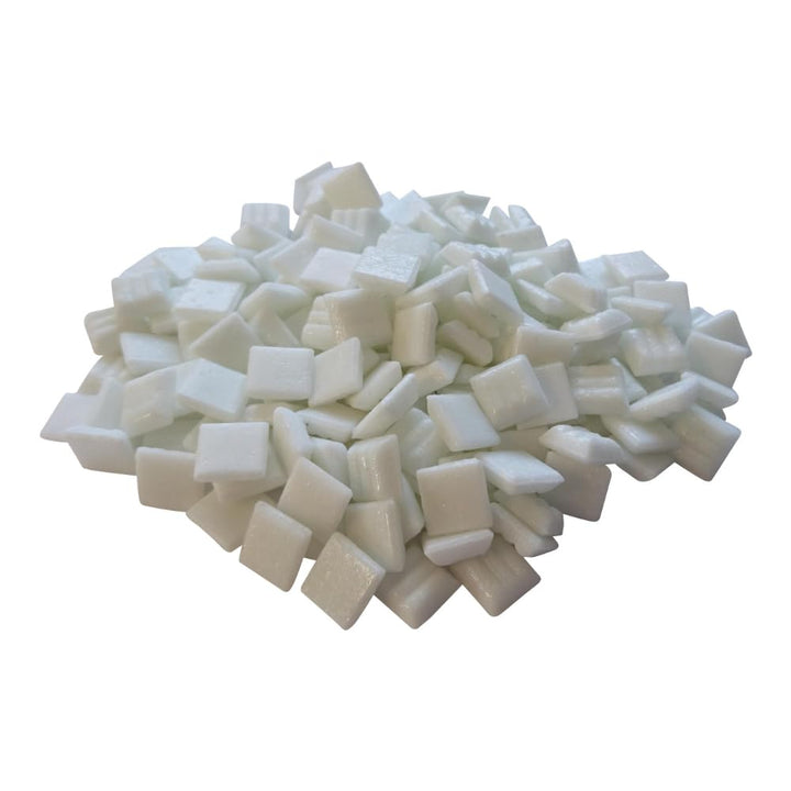 Glasmosaik 900g – Glassteine zum Basteln & DIY in Weiss – Bastelset mit Mosaiksteinen für Erwachsene