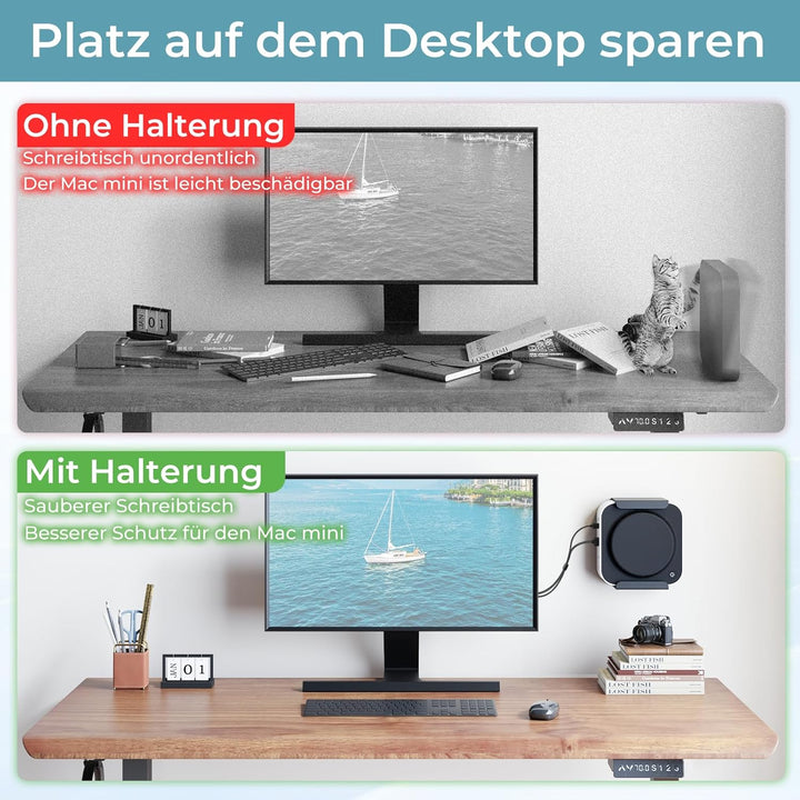 Metall Halterung Kompatibel mit Mac Mini M4/ M4 Pro 2024 Wand/ VESA/ Untertisch Halterung für Mac Mi