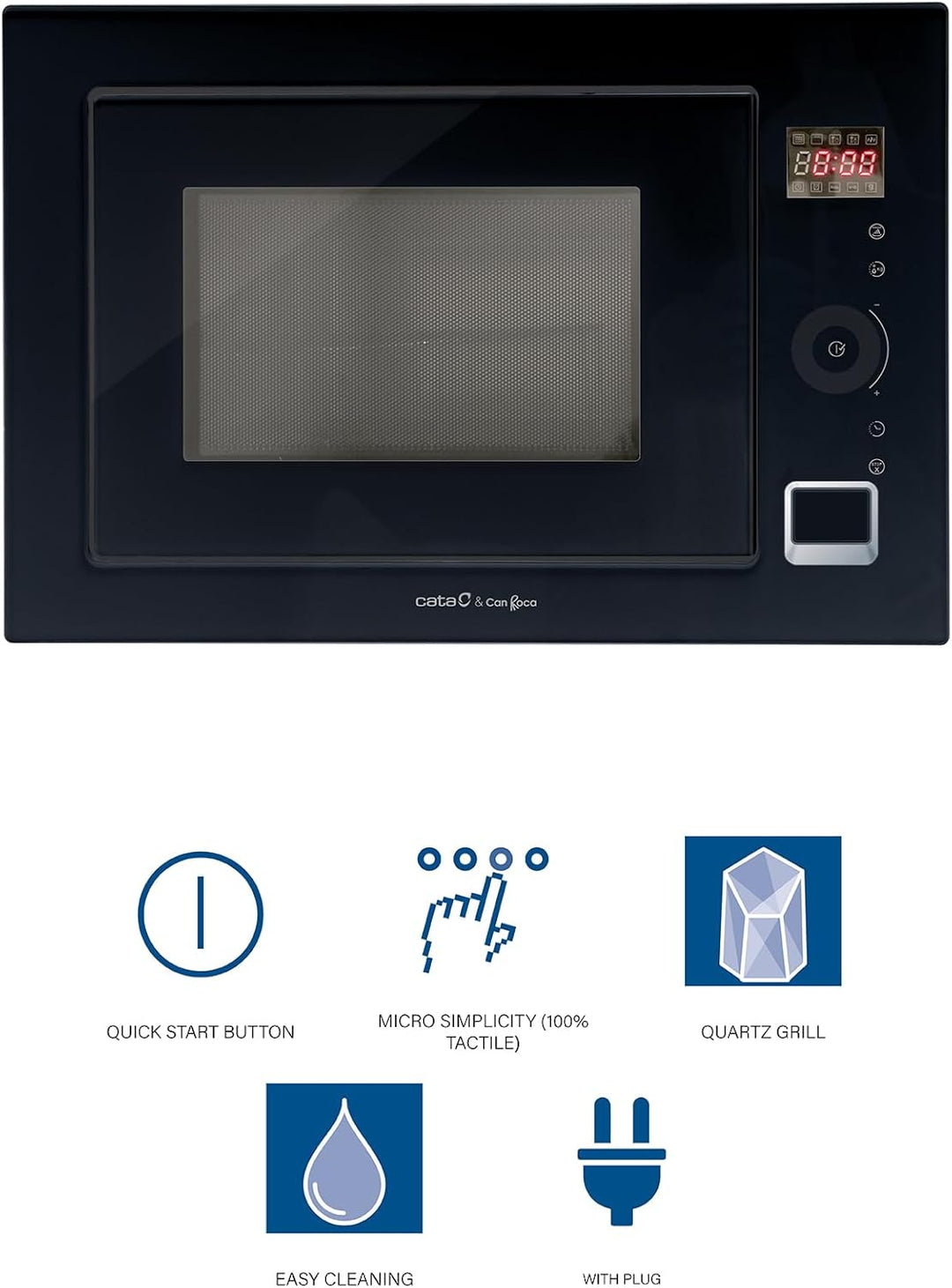 CATA MC 25 GTC BK Mikrowelle schwarz Einbaumodell 900 W mit 5 Leistungsstufen und 1000 W Grill Timer
