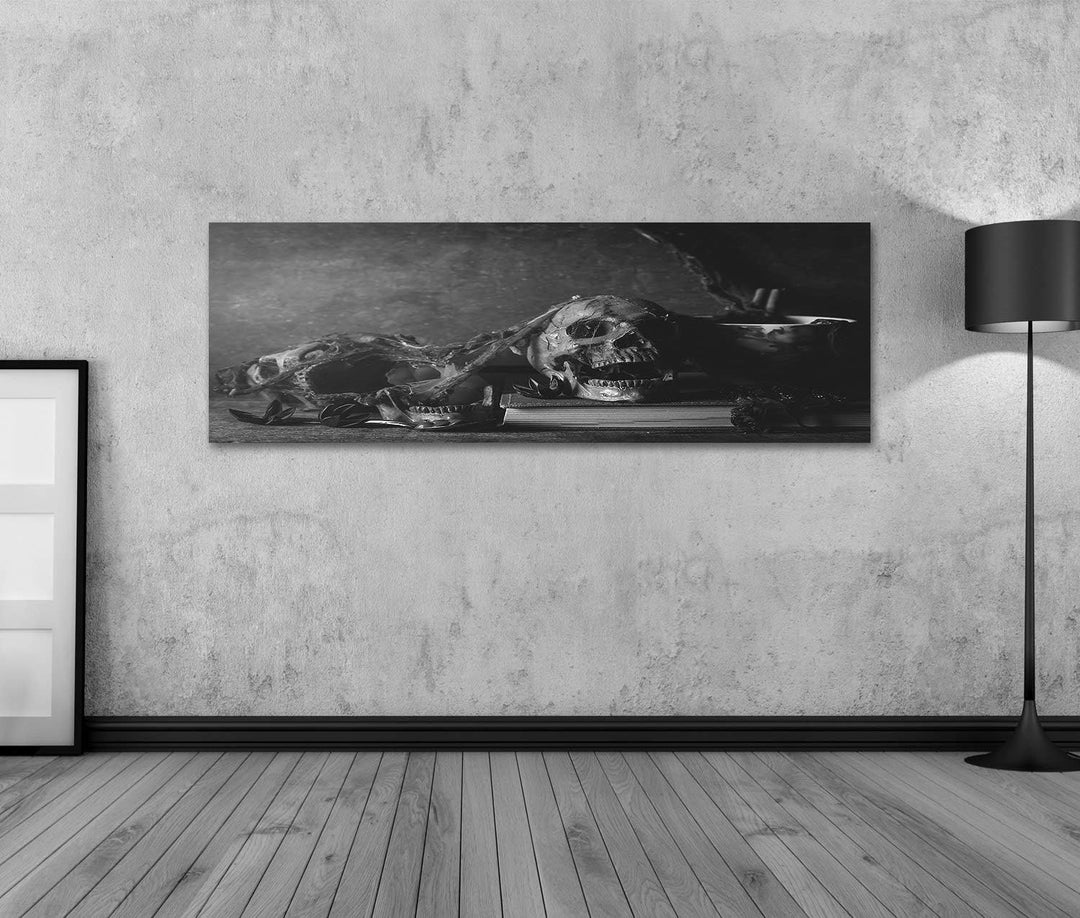 islandburner Bild auf Leinwand Totenkopf Stillleben Fotografie Schwarz Weiss Bilder Wandbilder Poste
