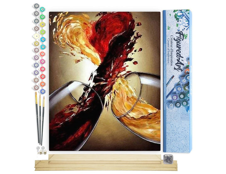 Figured'Art Malen Nach Zahlen Erwachsene Mit Rahmen Rot- und Weisswein - Paint by Numbers Basteln DI