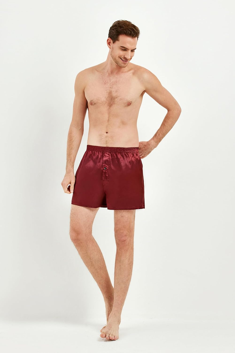 JupiterSecret Herren Satin Boxershorts Pack Unterwäsche, Silk Feeling Schlafshorts mit elastischem B