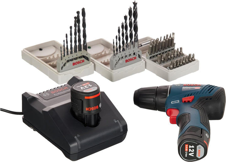 Bosch Professional 12V System Akku Bohrschrauber GSR 12V-30 (inkl. 2x2.0 Ah GBA 12V Akku, Ladegerät