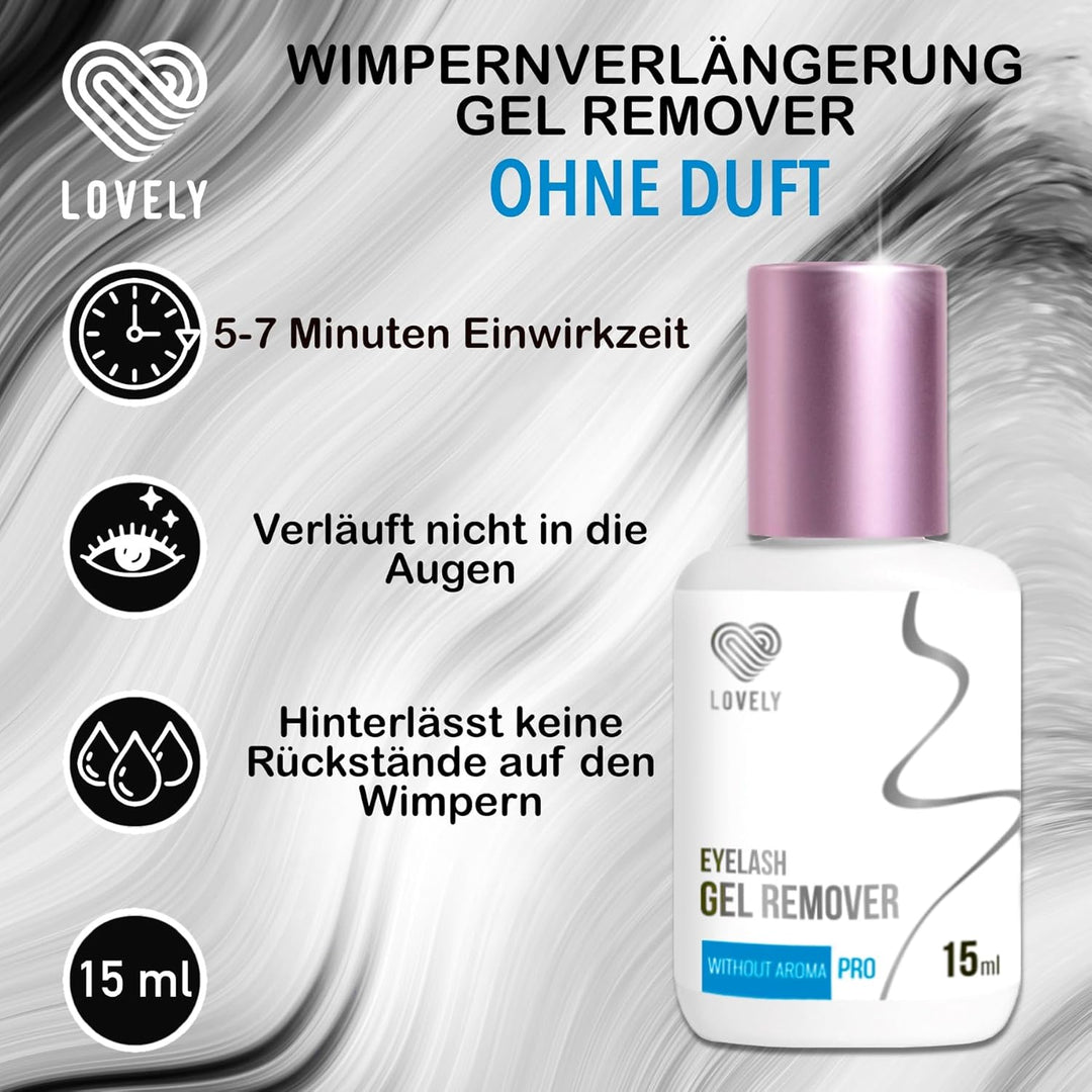 LOVELY Gel Remover für Wimpernverlängerung 15ml Geruchlos | schnelle entfernung von Lash Extensions
