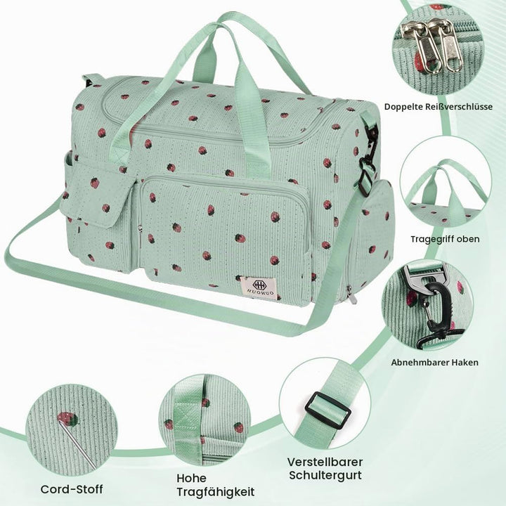 Sporttasche Damen, Sporttasche Kinder, Faltbare Reisetasche Weekender mit Schuhfach und Nassfach, Re