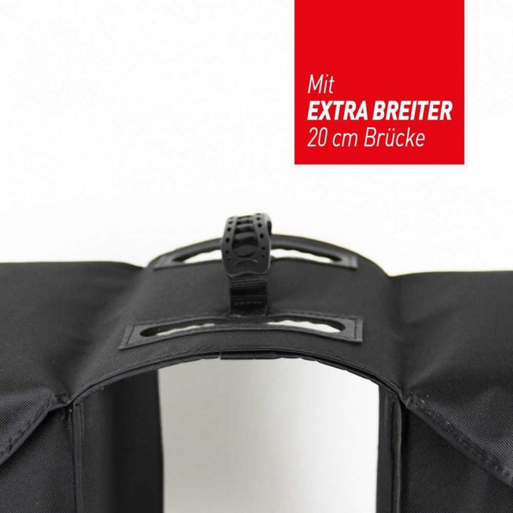 Haberland Fahrradtasche Doppeltasche Für E-Bike 20 cm Brücke 32 x 34 x 16 cm, 25 Liter Schwarz, 32 x