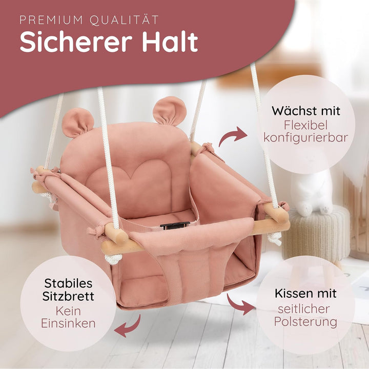 AMAZINGs Baby und Kinderschaukel | Mitwachsende Babyschaukel. Komplettset mit Aufhängung für Indoor