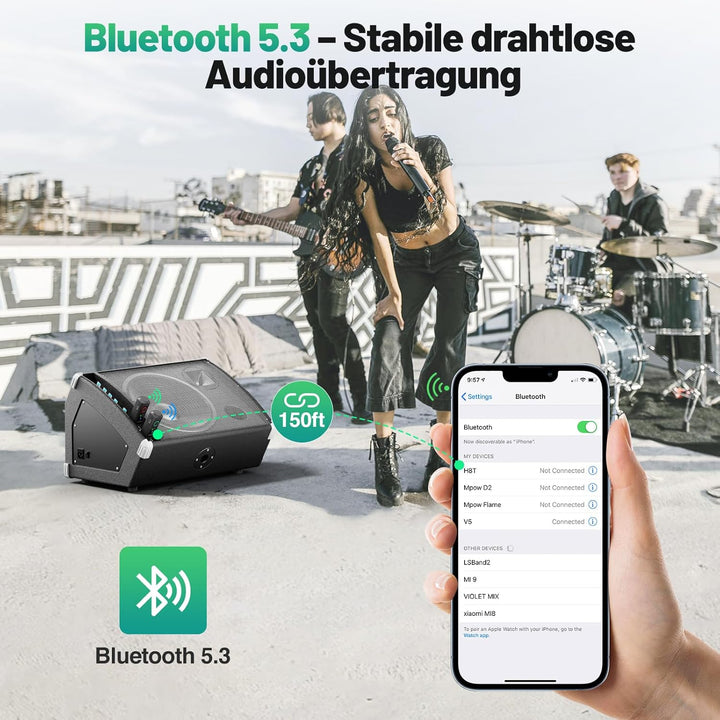 MB-1 Wireless XLR Bluetooth Empfänger, 15 Stunden Akkulaufzeit, BT 5.3, High-Fidelity Audio, Mono/St