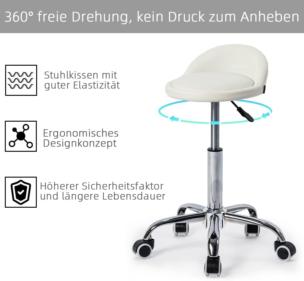 Mingone Bürohocker mit Rollen Sattelhocker mit Niedrige Rückenlehne Ergonomische Arbeitsstuhl Kosmet