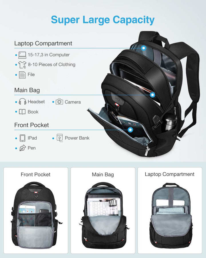 HOMIEE Laptop Rucksack Herren 17 Zoll, Laptoprucksack Laptop Backpack Men Business Gross Rucksack Ar