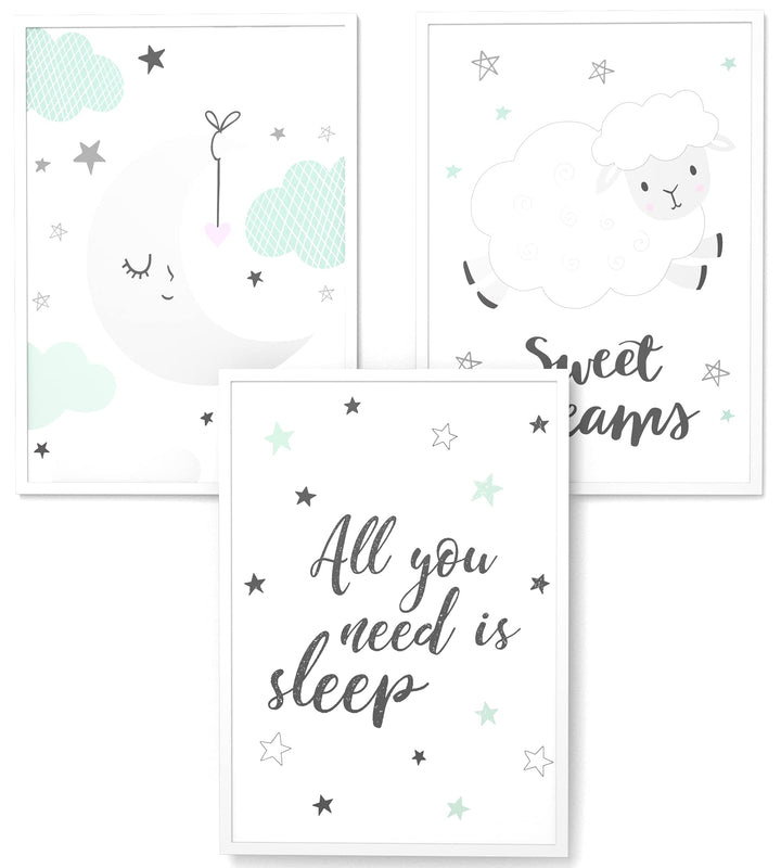 Papierschmiede® Kinderbilder 3er Set, A3 gerahmt in Holzrahmen (weiss), Geschenk für Jungen &amp; Mädche