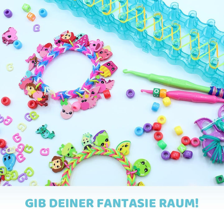 BANDAI - Rainbow Loom Mega Combo Set - Riesiges Set - Armbandherstellung - Bastelspass - Webstuhl mi