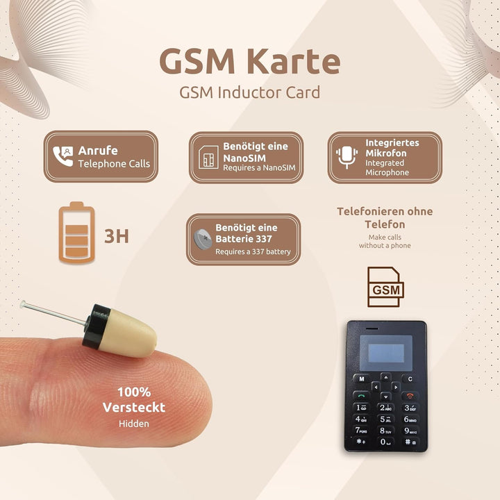 PingaOculto SpionageKopfhörer Prüfung GSM Mini VIP Pro Unsichtbare Kopfhörer für NanoSIM mit Mikrofo