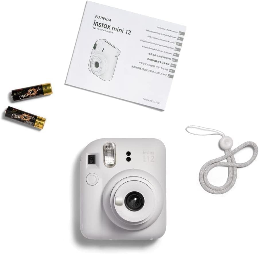Fujifilm Instax Mini 12 Sofortbildkamera - Clay White + 2 Pack Film Kamera + 2er-Pack Filme Tonweiss