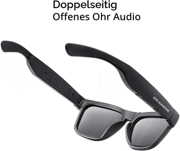 OhO Bluetooth Sunglasses,Voice Control and Open Ear Style Smart Glasses Listen Music and Calls with
