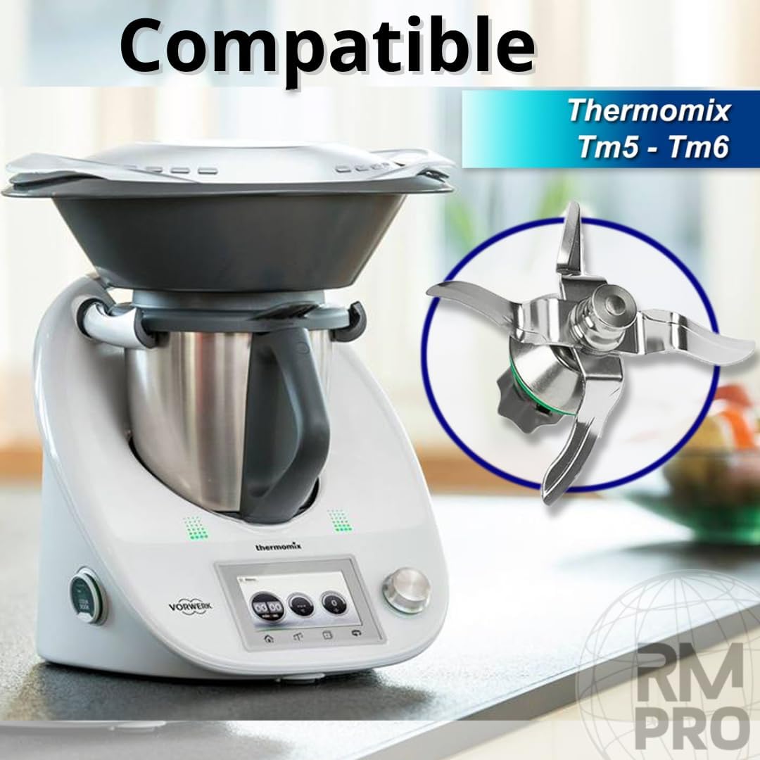 Mixmesser für Vorwerk Thermomix TM5 &amp; TM6 inkl. 2 Ersatz-Dichtungen, Edelstahl SUS420 – Hochwertiges