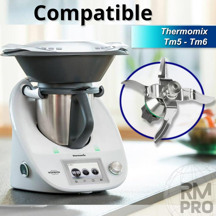 Mixmesser für Vorwerk Thermomix TM5 &amp; TM6 inkl. 2 Ersatz-Dichtungen, Edelstahl SUS420 – Hochwertiges