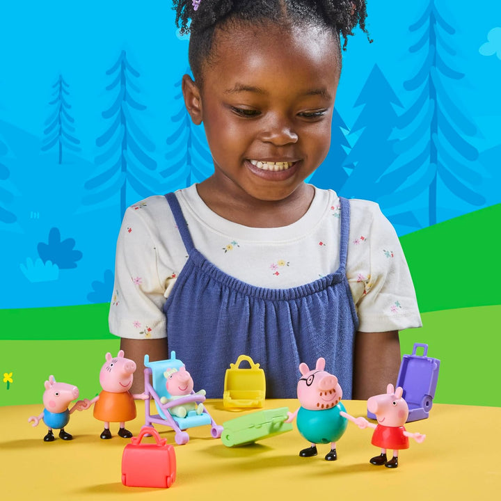 Peppa Pig Peppa auf Reisen: Abenteuer mit der Familie, Figur und Accessoire-Set, enthält Baby Evie,