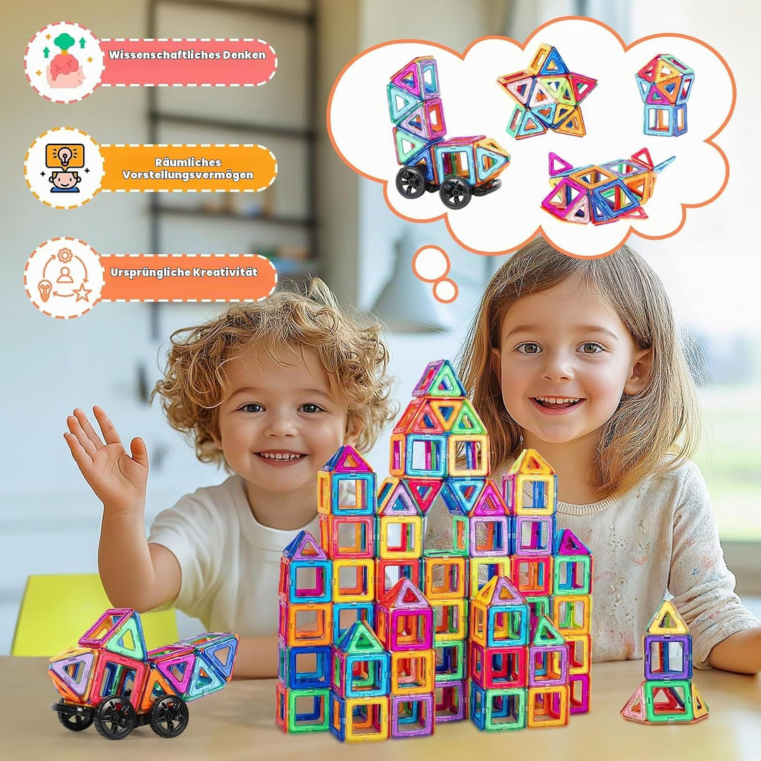 aaczly Magnetische Bausteine 82 Teile Magnetbausteine Magnet Spielzeug Kinder 3D Magnet Bausteine fü