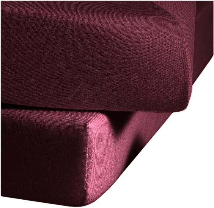 fleuresse Comfort Spannbettlaken, Jersey, Pflaume, 200 x 200 cm Pflaume 200 x 200 cm, Pflaume 200 x