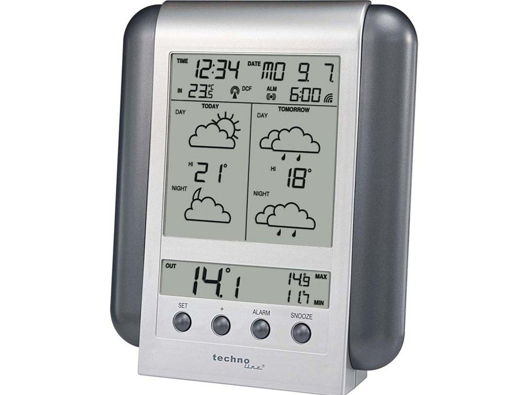 Technoline, Meteotronic Wetterstation WM 5412, Silber, 2-teilig bestehend aus Station und Sensor, 13