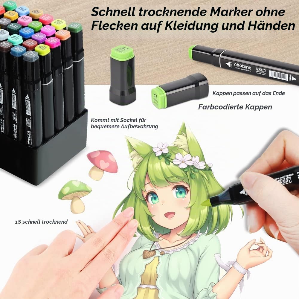 CHOTUNE 168 Farben Marker Set, 2023 Neueste Permanenter Marker, Einzigartiges Doppelkopf-Design, Aus