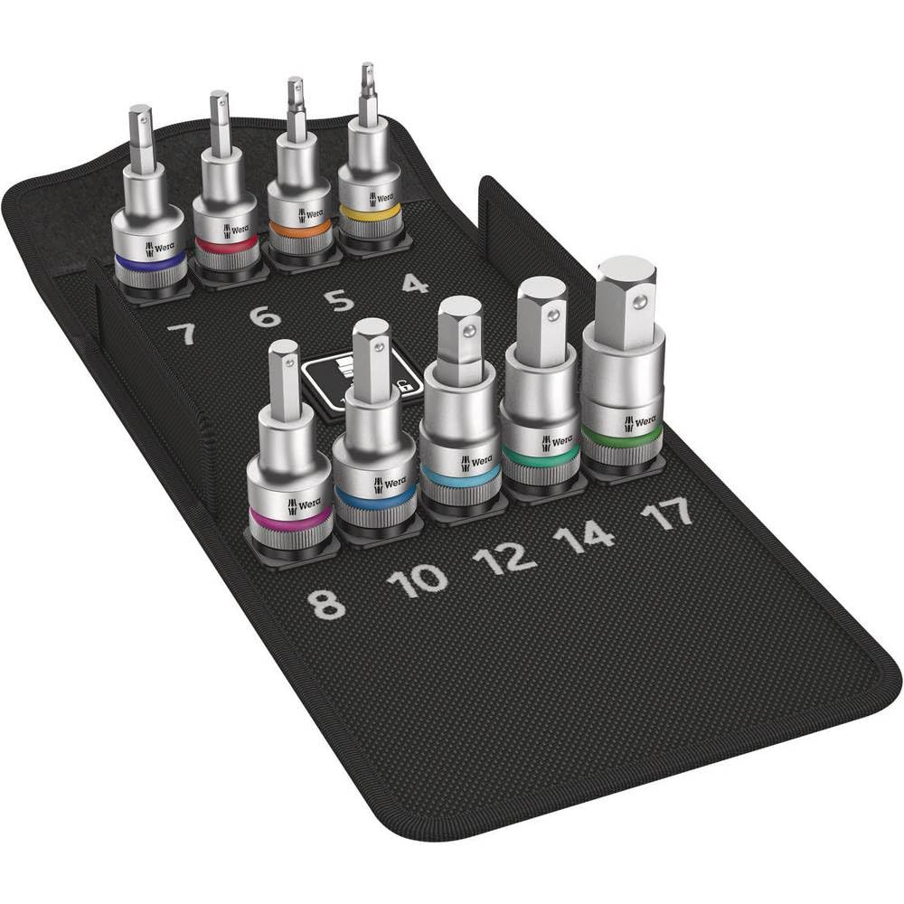 Wera 05004201001 8740 C HF 1 Bit-Sortiment, Zyklop Bitnuss-Satz Innensechskant, mit Haltefunktion, 6