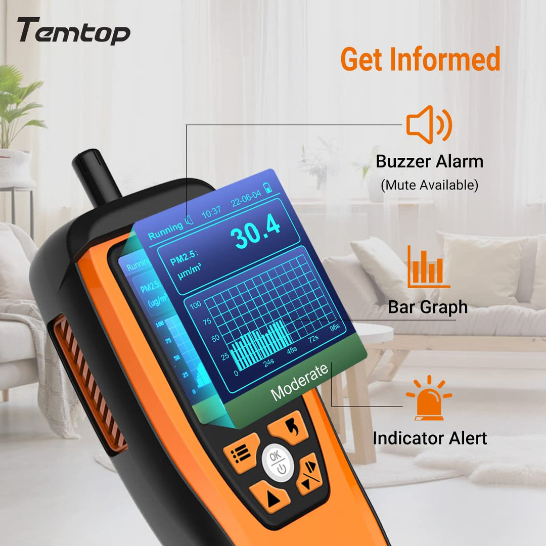 Temtop CO2-Messgerät, Kohlendioxid-Messgerät, Luftqualitätsmessgerät für CO2-Partikel PM2.5 PM10, Lu