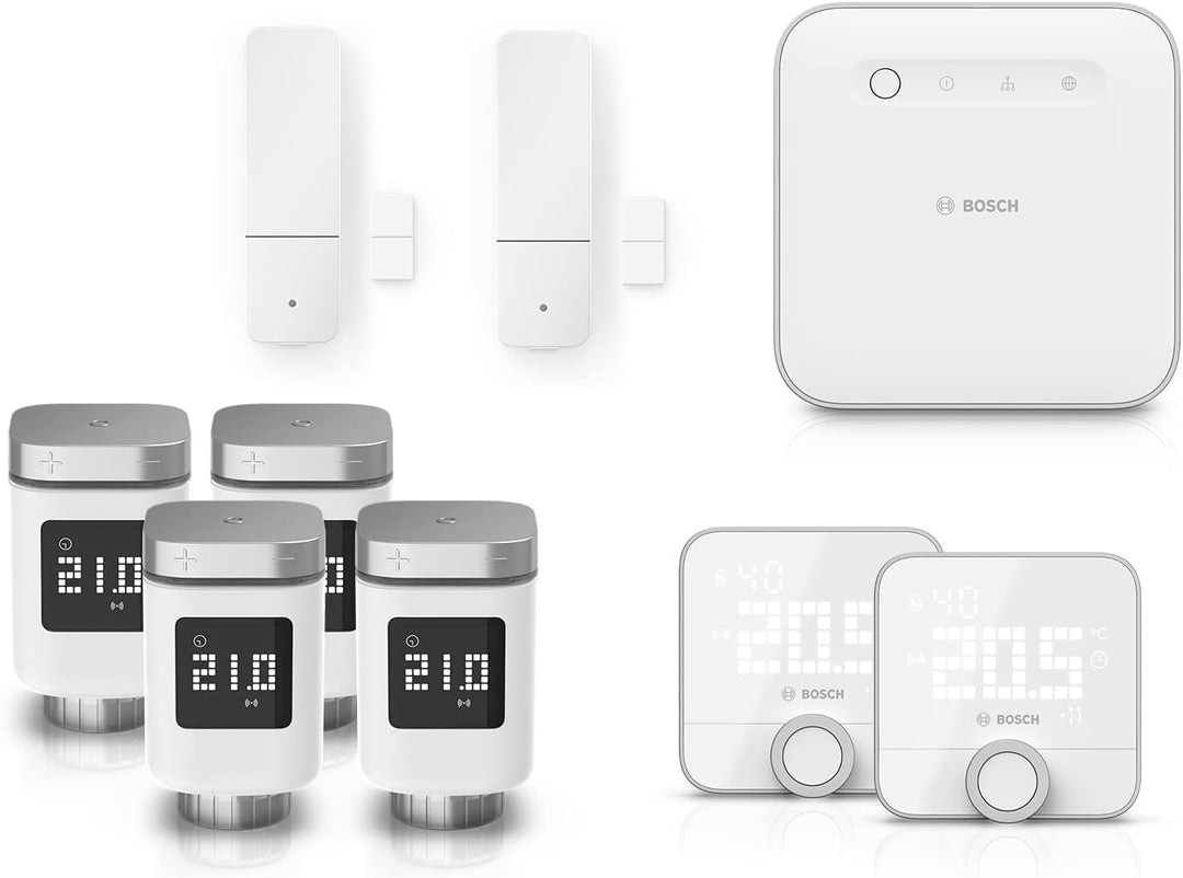 Bosch Smart Home Heizen-Set, 4X Heizkörperthermostat II, 2X Raumthermostat II, 2X Tür-/Fensterkontak