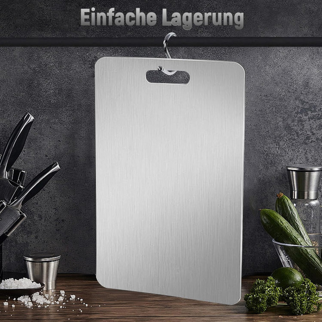 3 Stück Titan Schneidebrett, Edelstahl Titanium Cutting Board, BPA-freies Doppelseitiges Lebensmitte