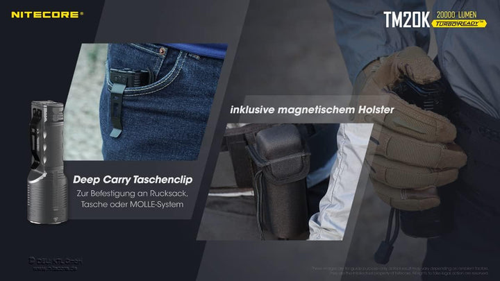Nitecore Suchscheinwerfer TM20K inkl. Akku, Holster, max. 20000 Lumen, USB-C aufladbar, LED Outdoor