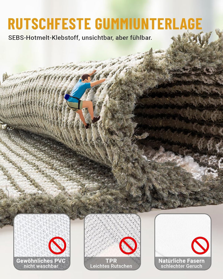 Grosses Badteppich Set, Badematte Grün, Badezimmerteppich Set 2 Teilig, Boho Bath Mat, Badezimmermat