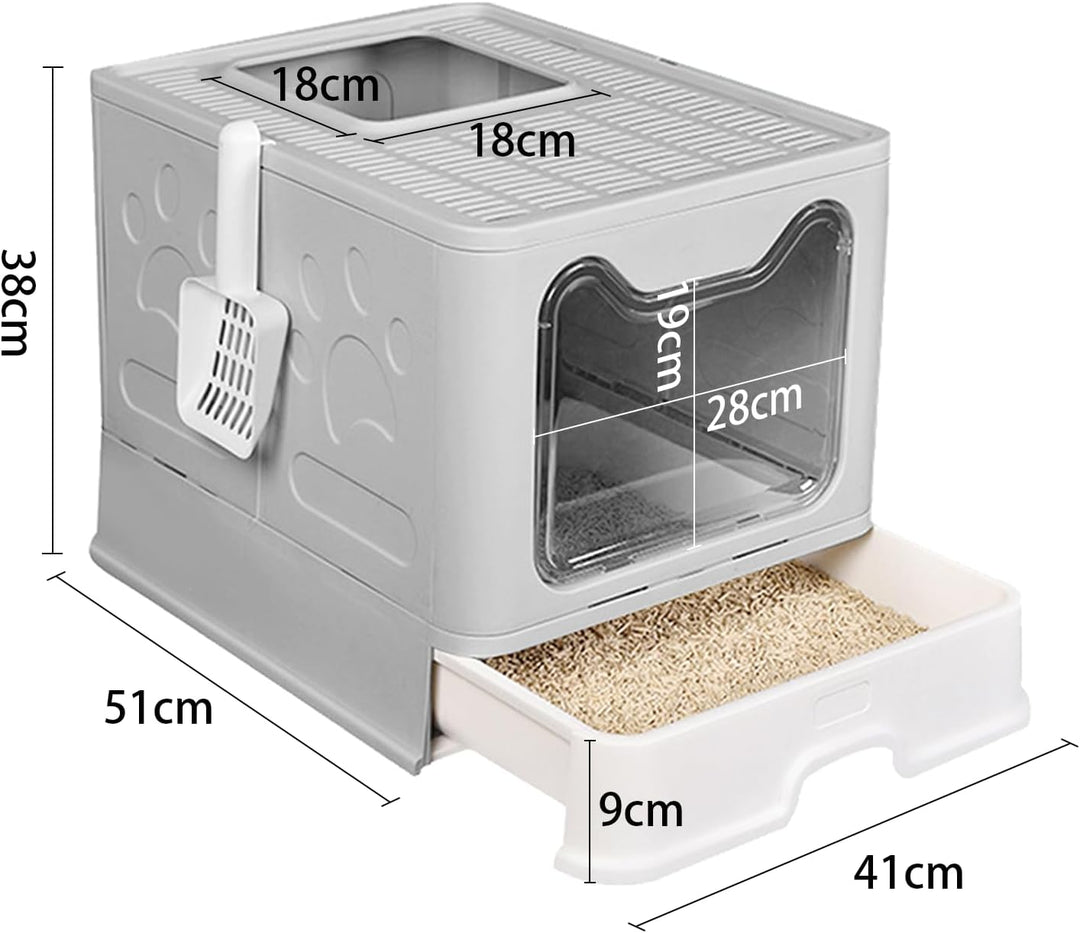 Geschlossene Katzentoilette für Katzen, grosses Haus, Deles, faltbar, mit Deckel mit Deckel und Scha