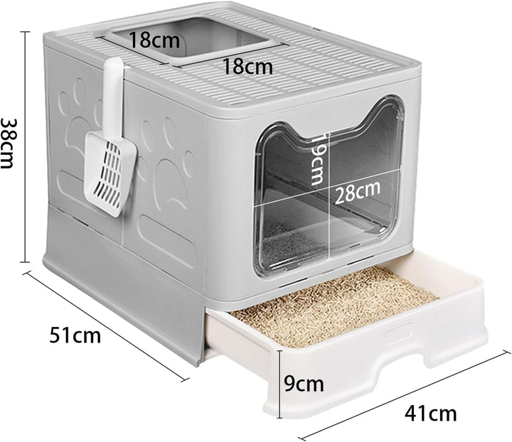 Geschlossene Katzentoilette für Katzen, grosses Haus, Deles, faltbar, mit Deckel mit Deckel und Scha